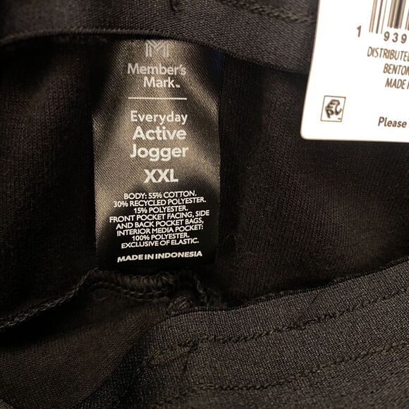 Member's Mark Everyday Active Joggers Mens 2XL Black Stretch Comfort Waistband - Picture 7 of 15